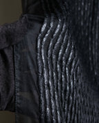 "GIORGIO ARMANI" Waffle low gauge knit fringe design stole