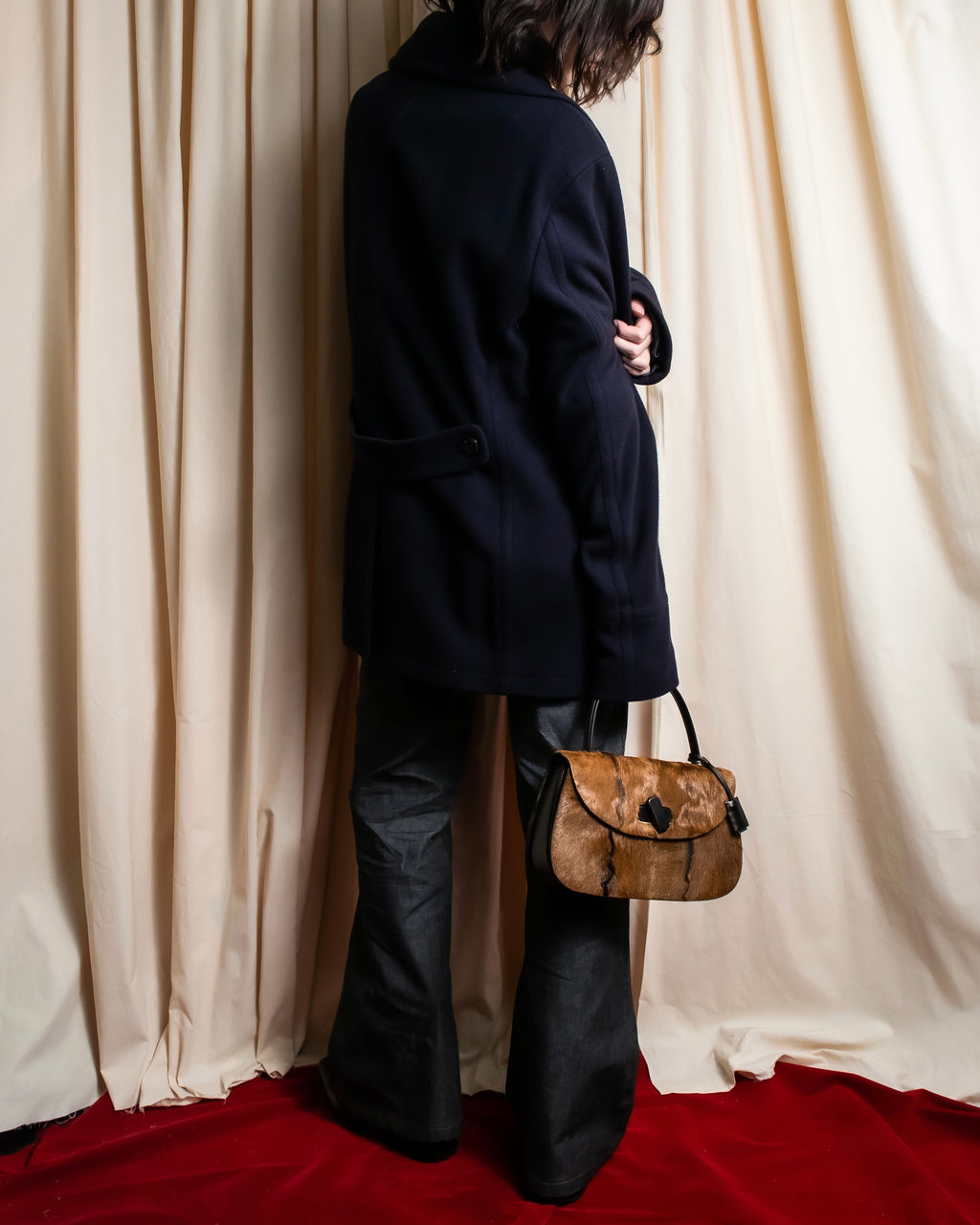 "GUCCI"「1947」 pony leather combination bamboo hand bag