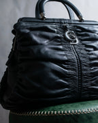 "Christian Dior" Karenina gathered design leather handbag