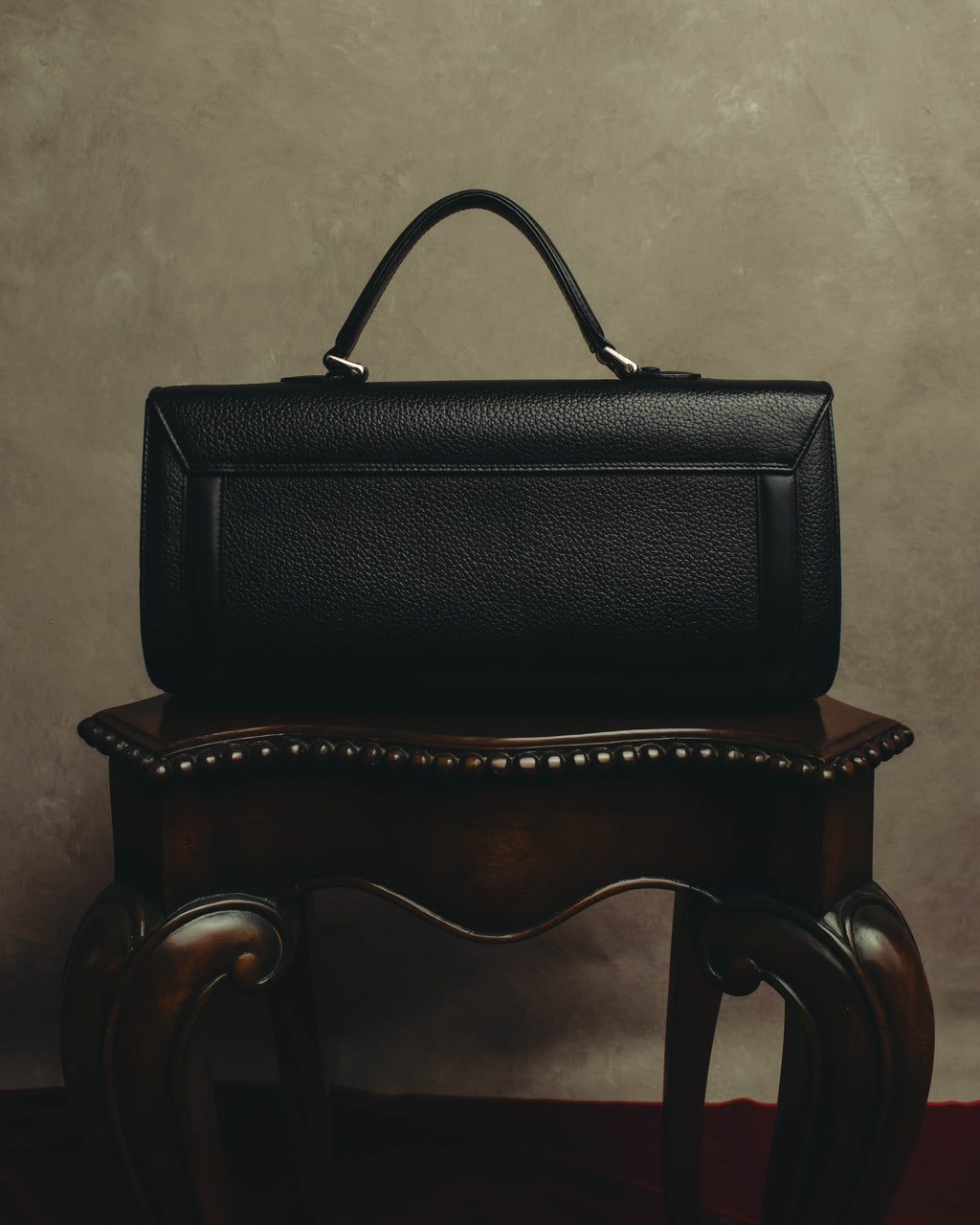 "Burberrys" 80's-90's Classic black leather top-handle handbag