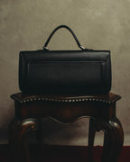 "Burberrys" 80's-90's Classic black leather top-handle handbag