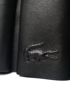 LACOSTE/ “Lenglen” Leather Pleated 2 Way Handbag Black
