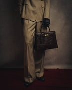 -SPECIAL- "CRISTIAN FLORENCE" 90's-00's Classic crocodile embossed leather structured top handle bag