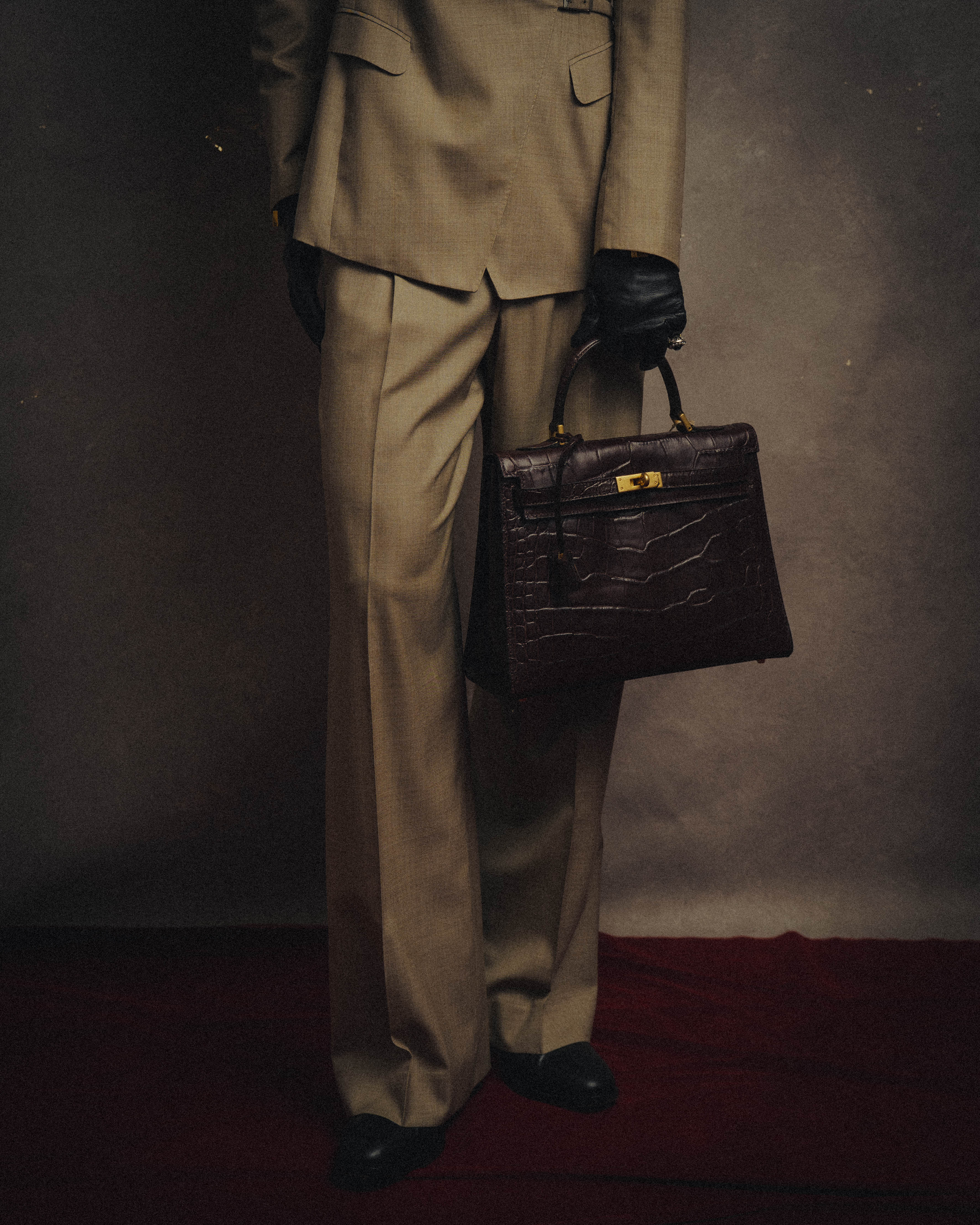 -SPECIAL- "CRISTIAN FLORENCE" 90's-00's Classic crocodile embossed leather structured top handle bag