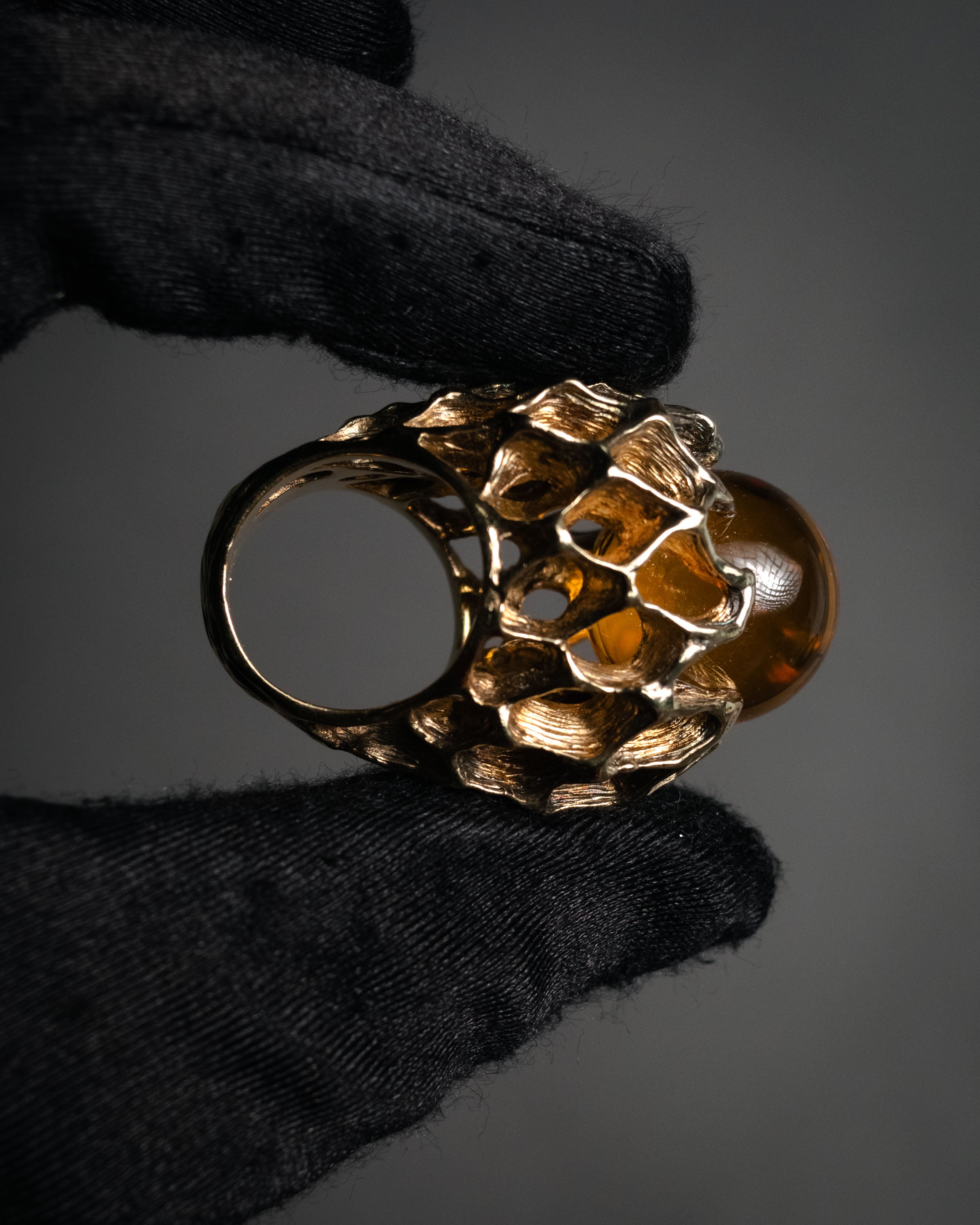 “Baccarat” 00’s Médicis crystal cabochon vermeil ring