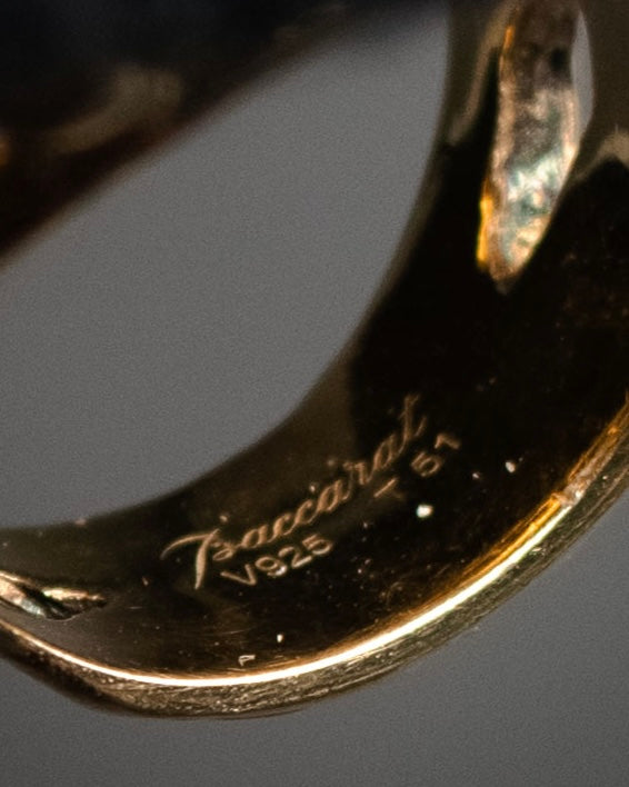 “Baccarat” 00’s Médicis crystal cabochon vermeil ring