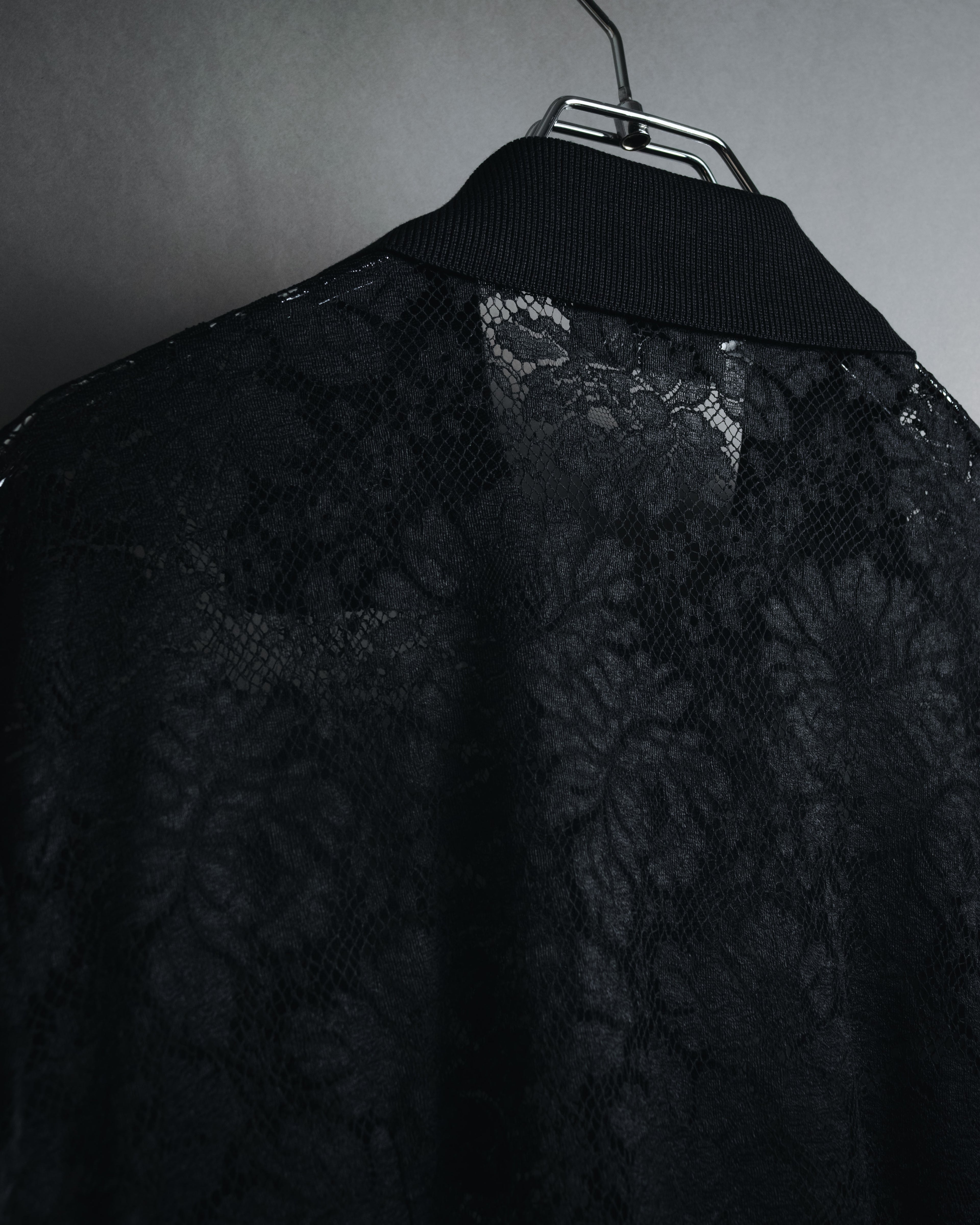 "VALENTINO MISS V" Late 80s botanical lace polo shirt