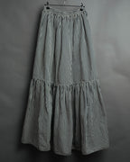 -SPECIAL- “Christian Dior” 2021 cruise striped linen silk tiered skirt