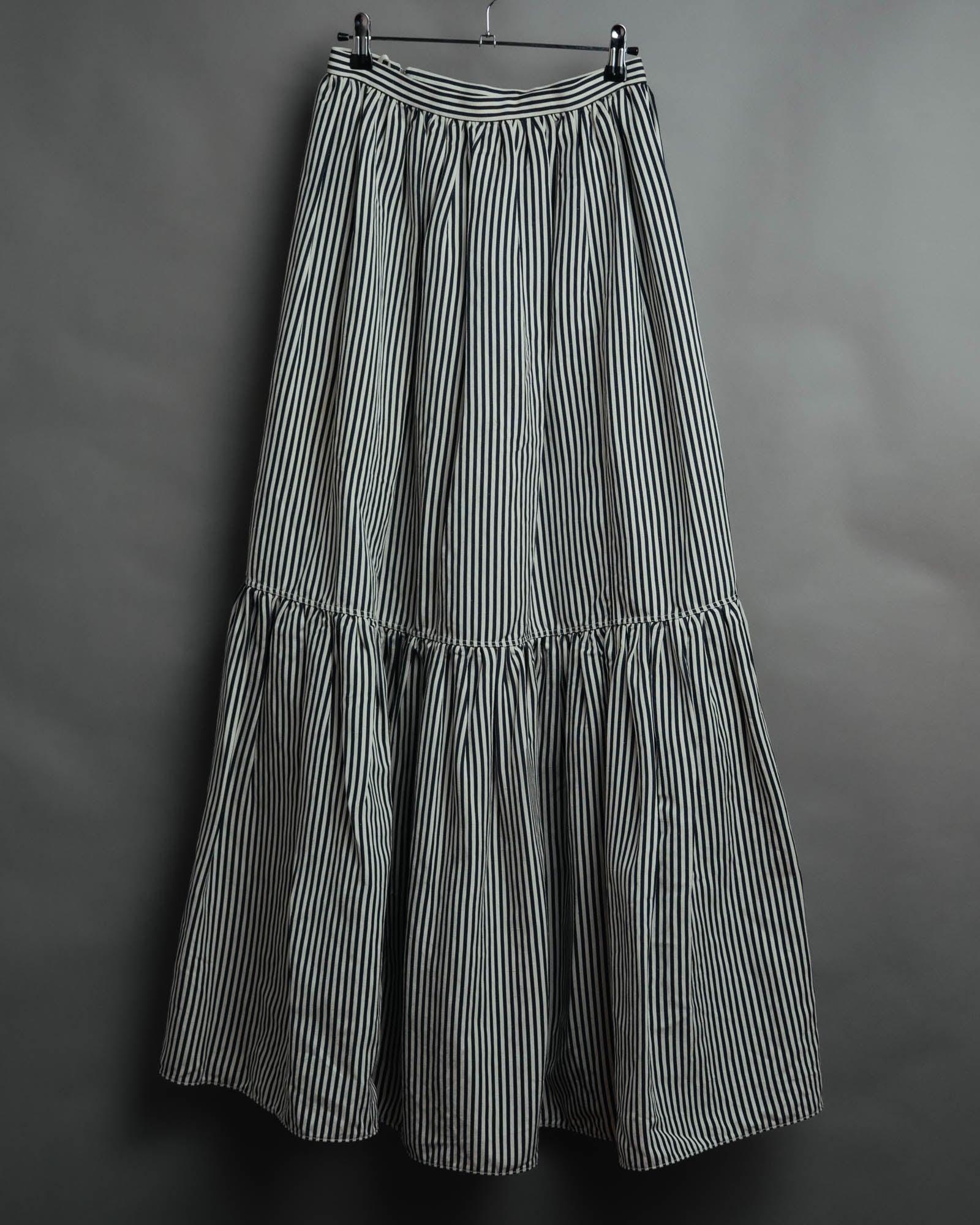 -SPECIAL- “Christian Dior” 2021 cruise striped linen silk tiered skirt
