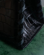 "YVES SAINT LAURENT" Braided stitch design crocodile embossed leather one-handle bag