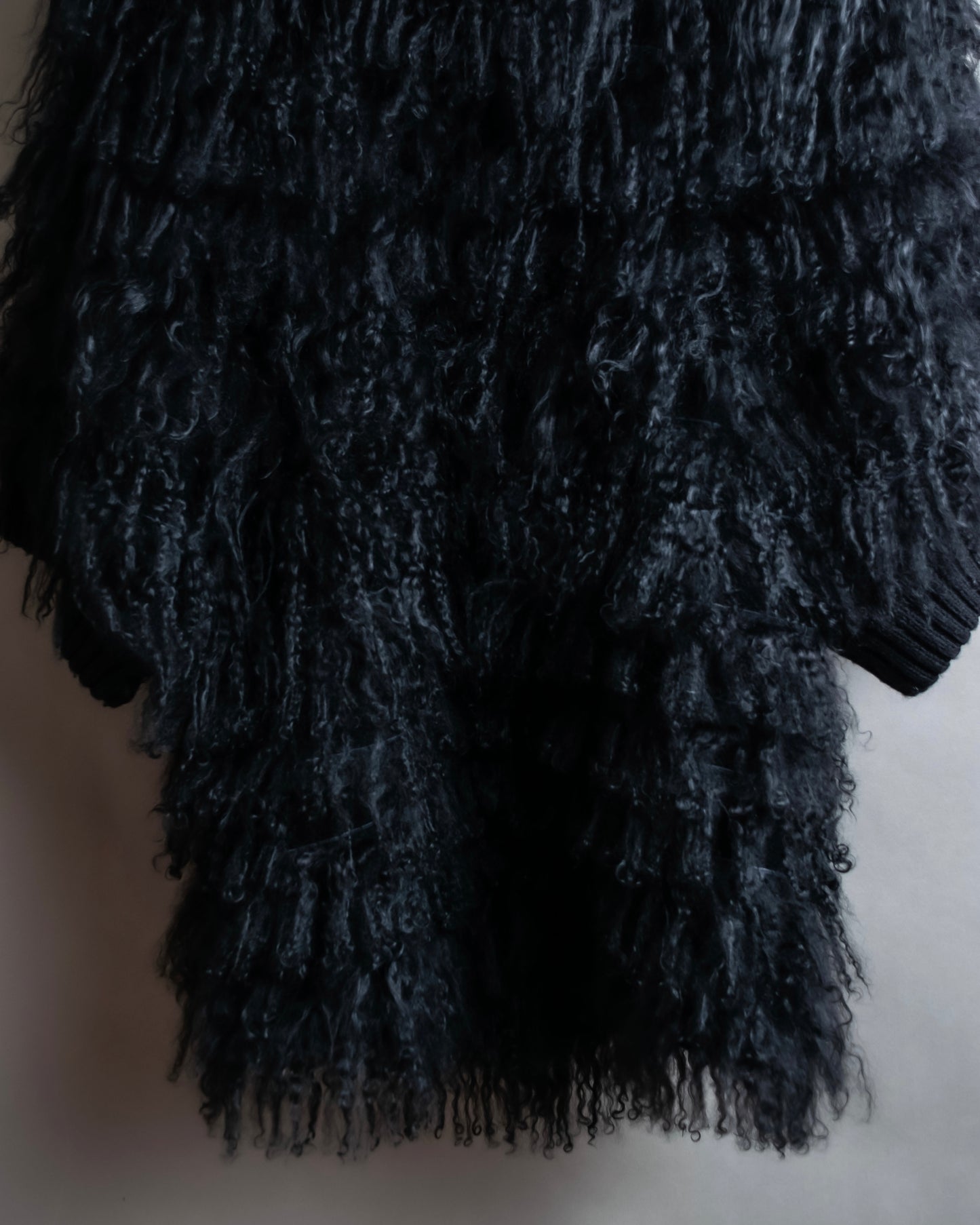 "EMPORIO ARMANI"  Fur fringe design cropped sleeve pullover