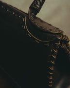 -SPECIAL- “FENDI” 80’s-90’s Coat of arms embossed whipstitched leather handbag