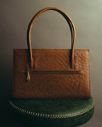 “GIOVANNI VALENTINO” Structured ostrich top handle bag