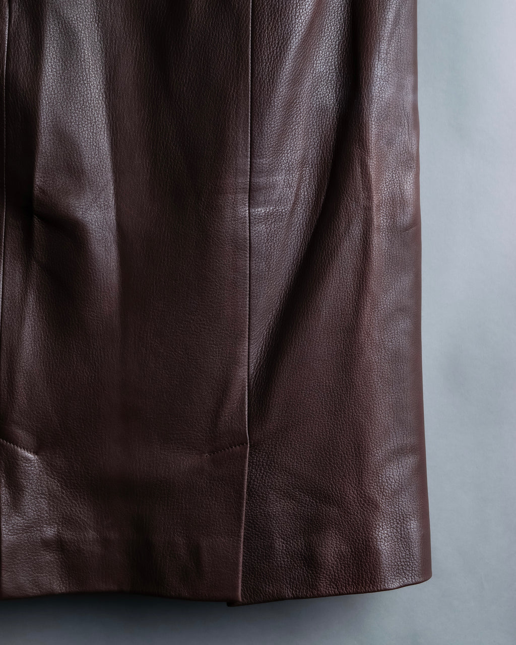 "Hermes by Gaultier" Round Pocket Wine Red Leather Skirt