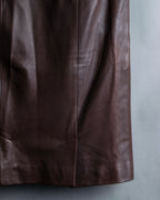 "Hermes by Gaultier" Round Pocket Wine Red Leather Skirt
