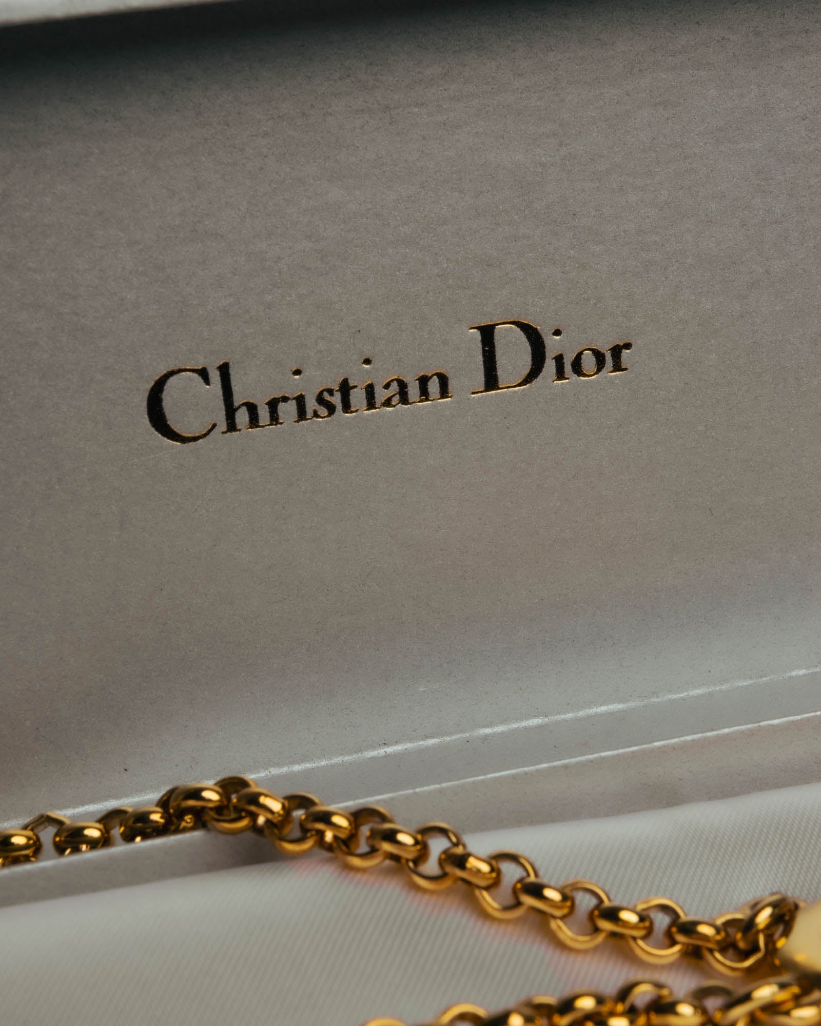 "Christian Dior" 90's-00's Gold tone logo charm pendant necklace