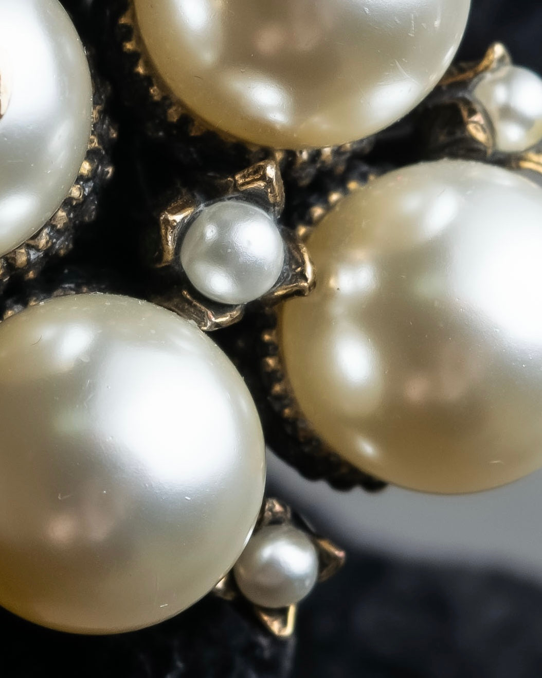 "GUCCI" Interlocking G design gold pearl ring