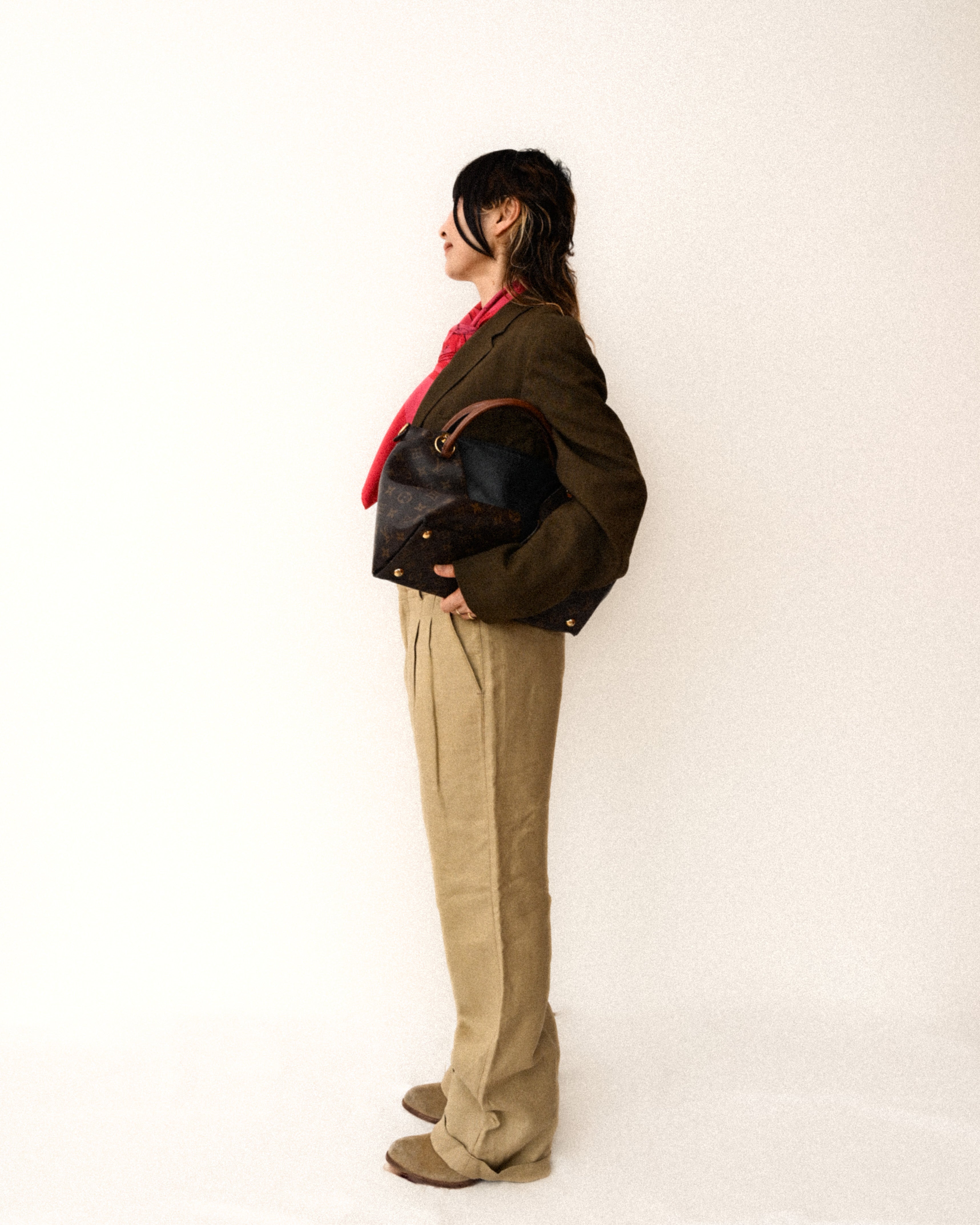 VINTAGE/ Linen Tasted 2 Tuck Trousers Light Beige