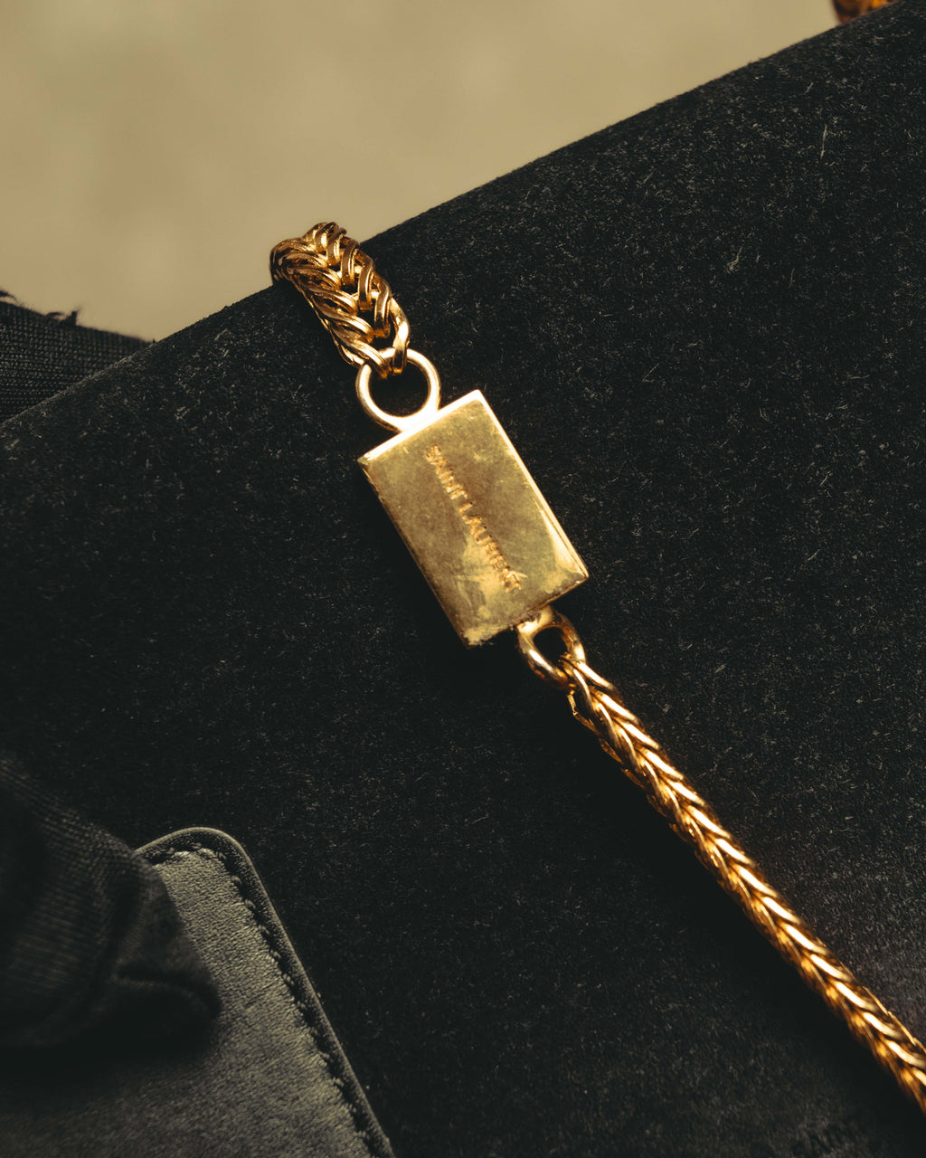 -SPECIAL- "Saint Laurent" 2013-2017 Betty suede and leather geometric flap chain shoulder bag