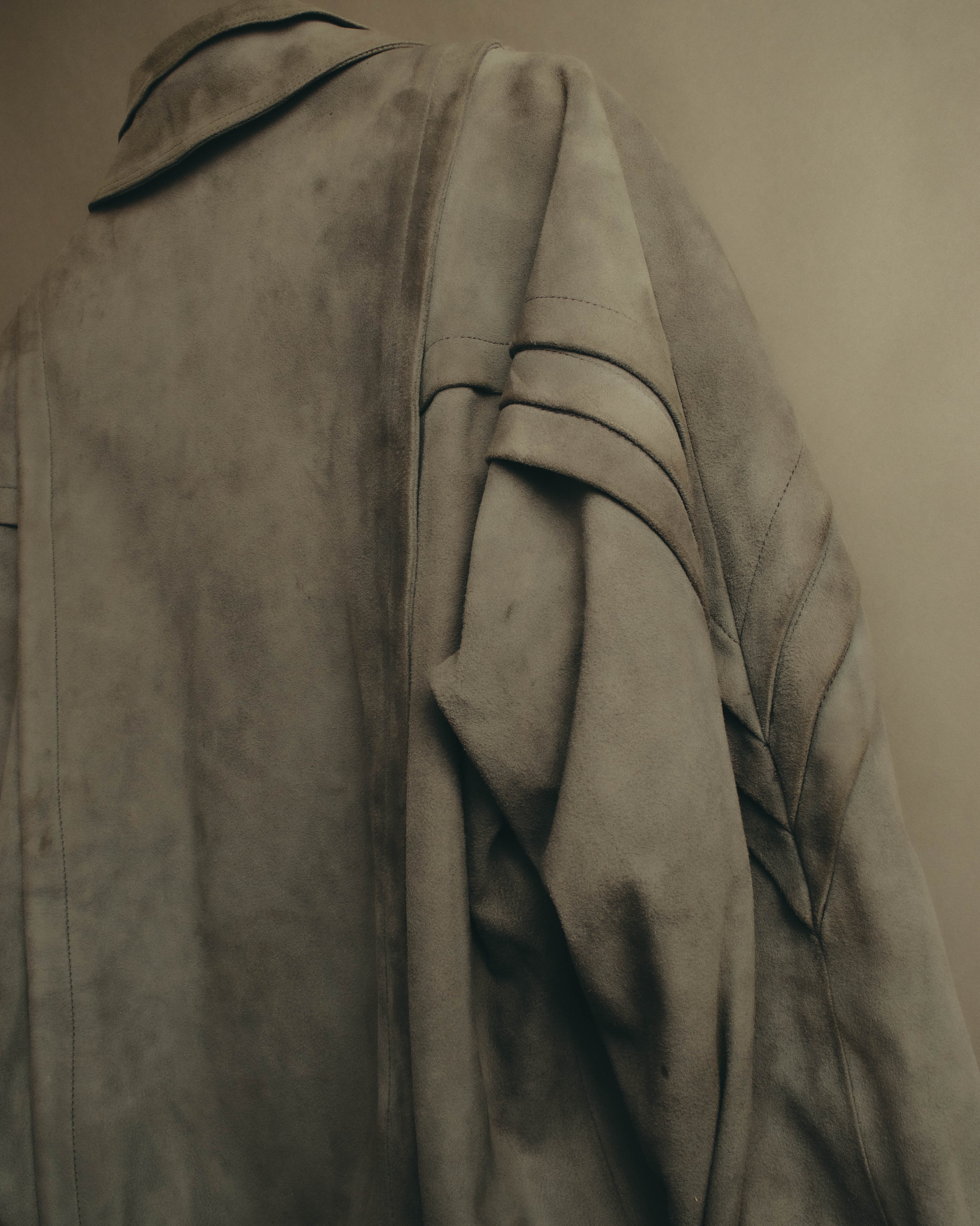 -SPECIAL- “LOEWE” 80’s-early 90’s Taupe suede leather blouson jacket