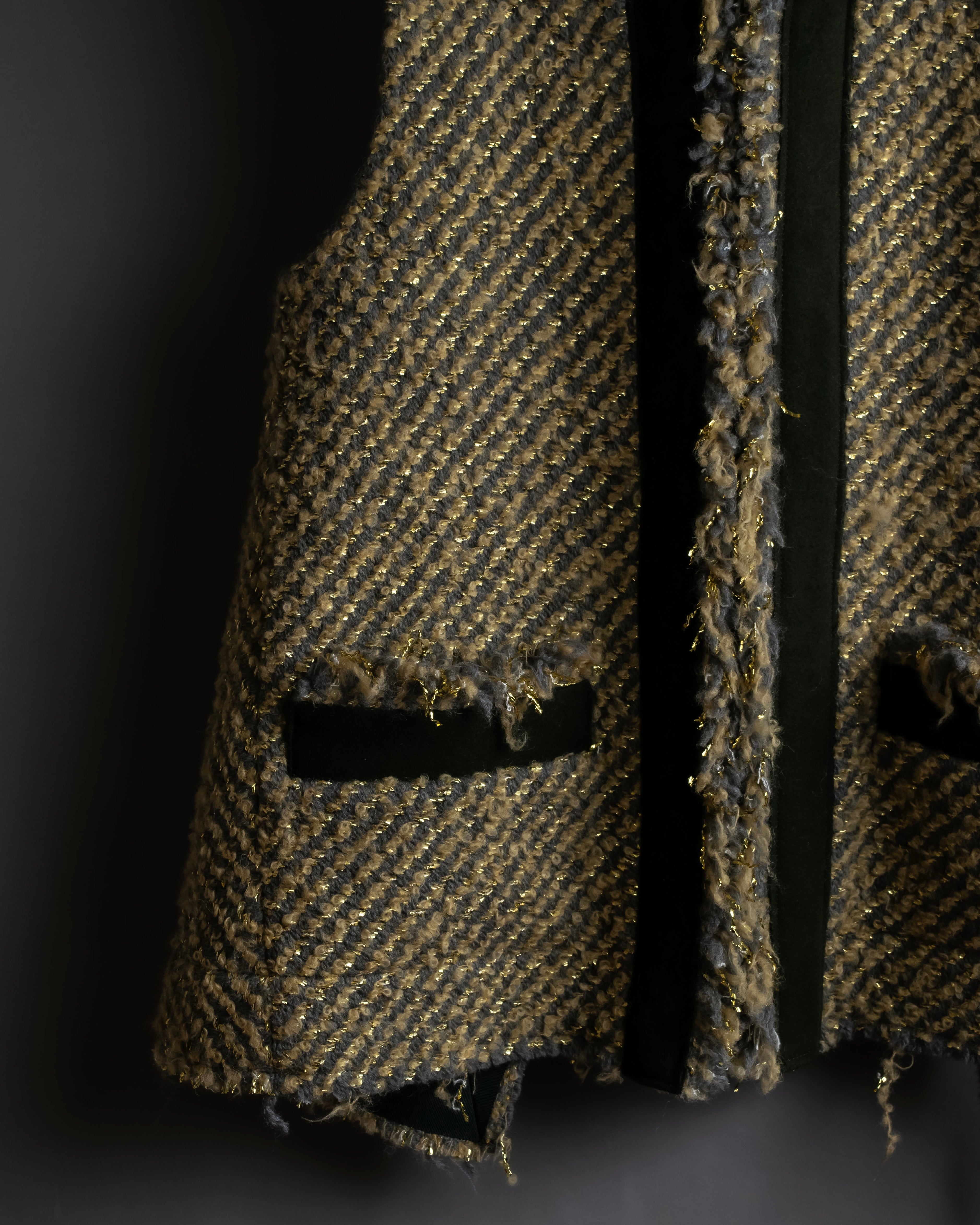 "sacai" Asymmetrical design double zipper tweed vest