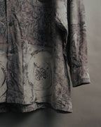 "Christian Dior" 80's-90's Draped rayon patterned shirt