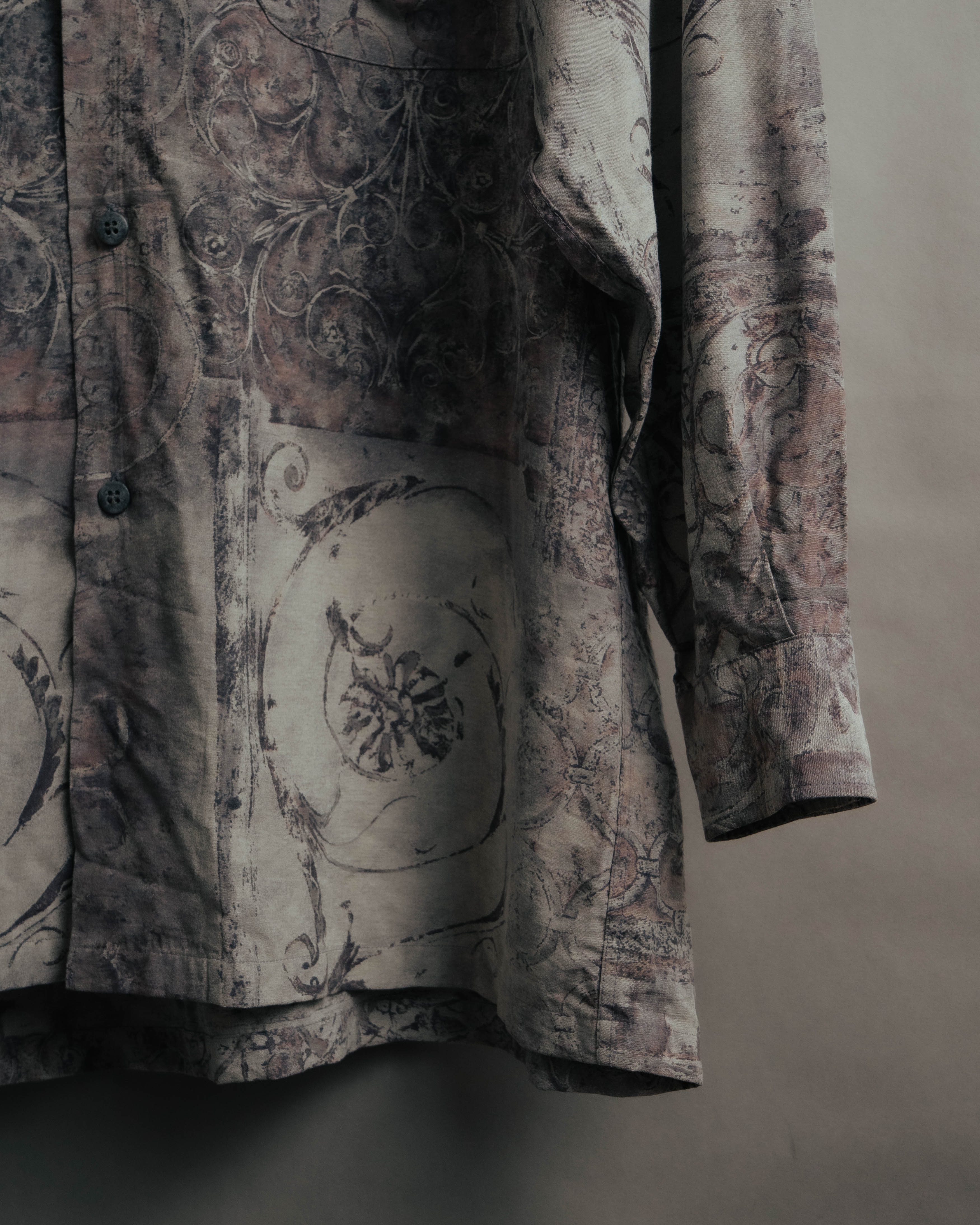"Christian Dior" 80's-90's Draped rayon patterned shirt