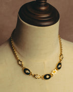 "BURBERRYS" 90's Emerald enamel costume jewelry necklace