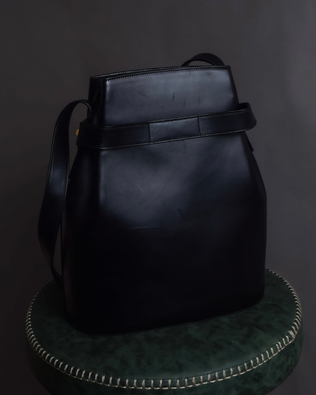 "Salvatore Ferragamo" Architectural trapezoid shape gancini leather shoulder bag