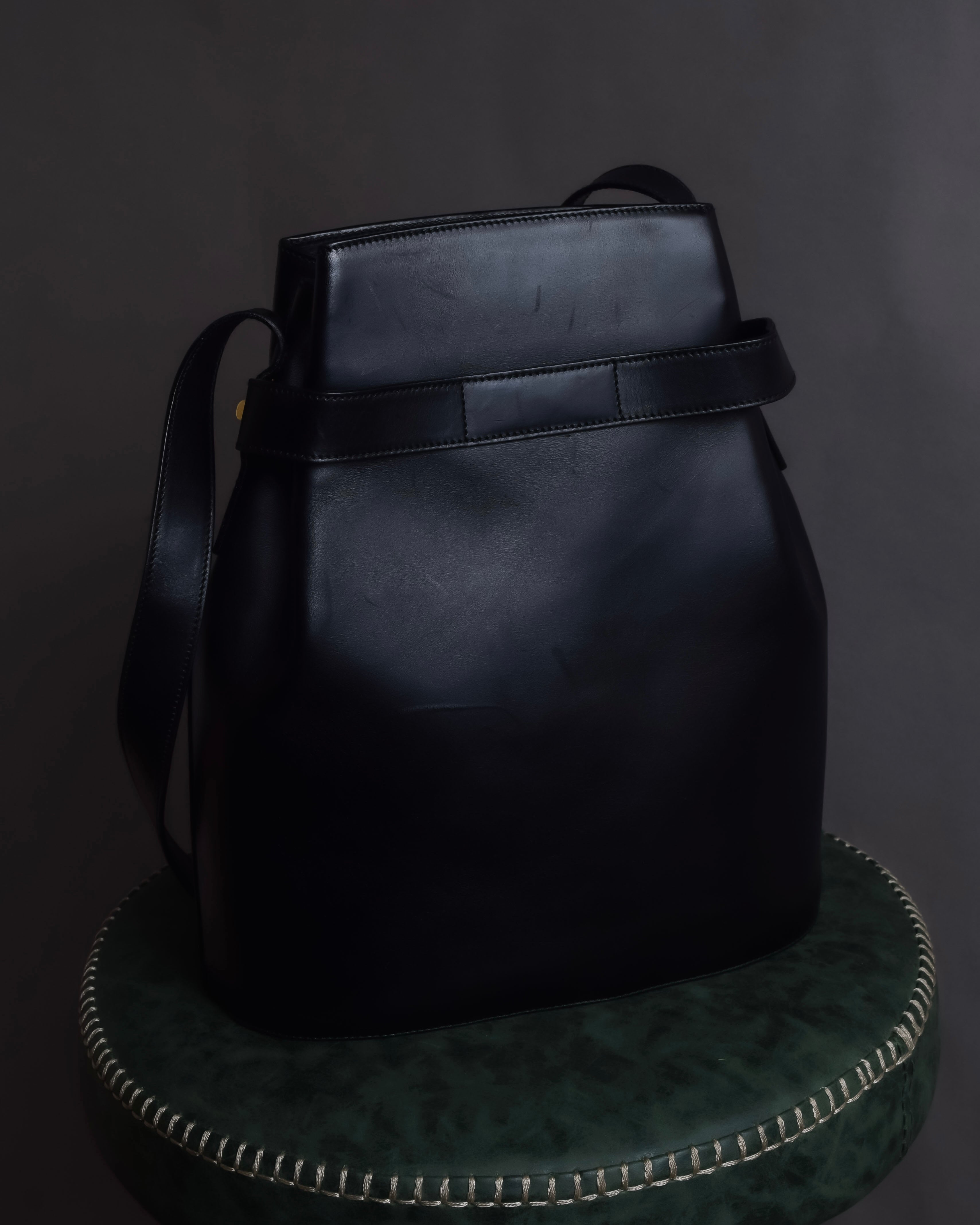 "Salvatore Ferragamo" Architectural trapezoid shape gancini leather shoulder bag