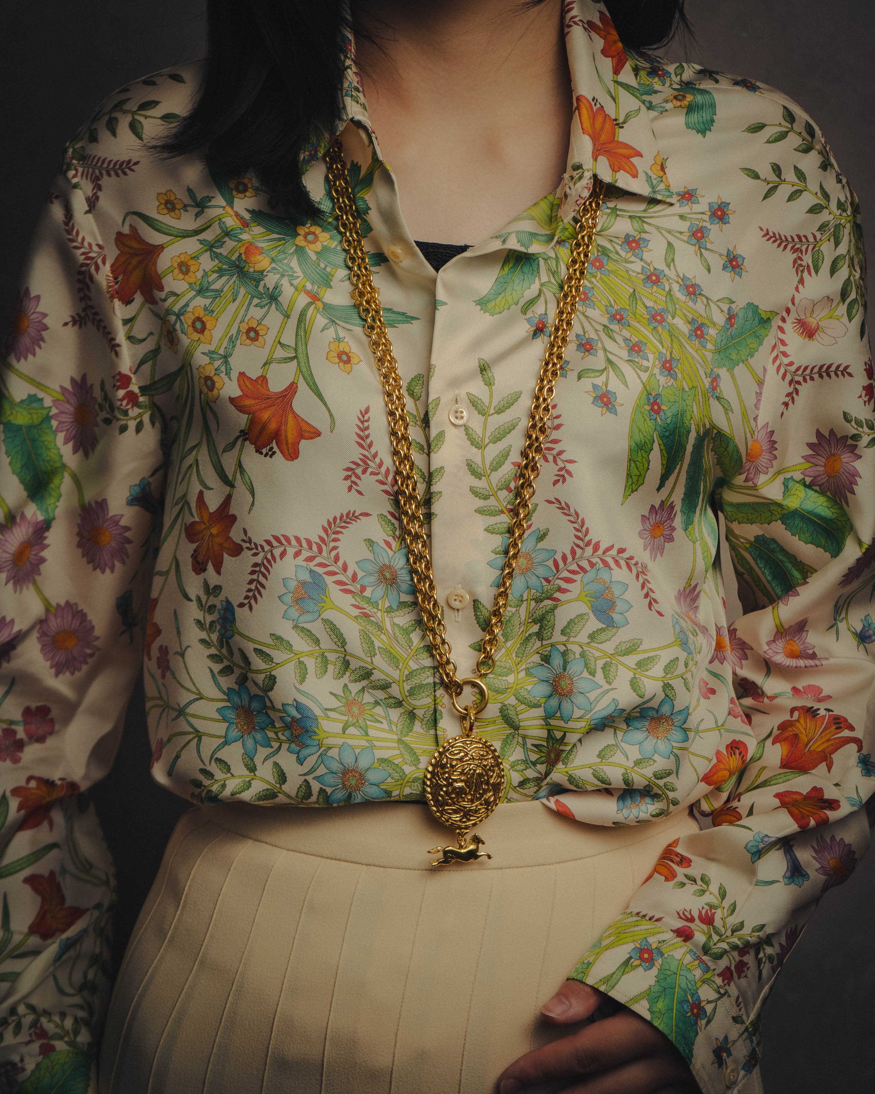 -SPECIAL- “CHANEL” 90’s-00’s Horse motif medallion chain necklace