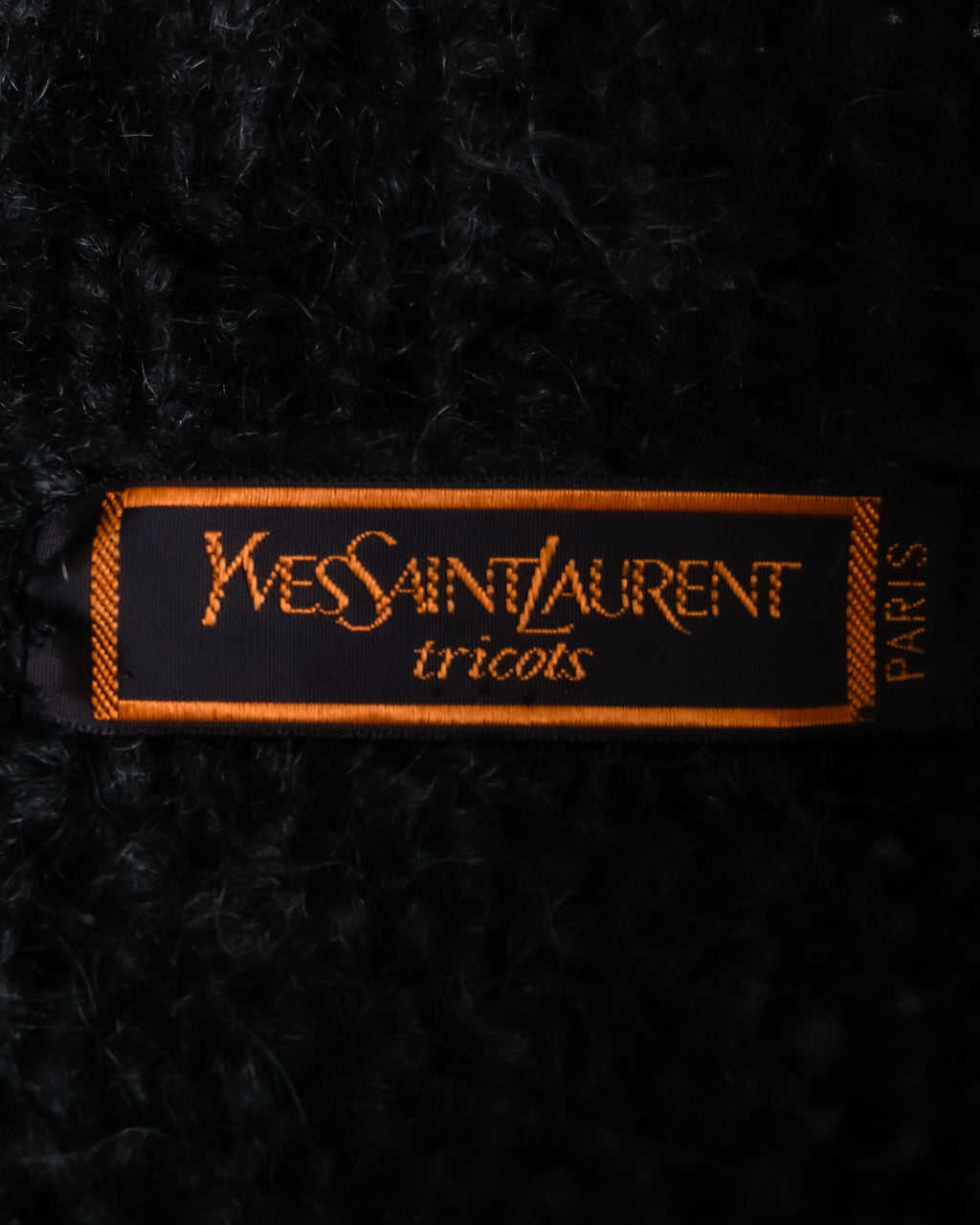 "YVES SAINT LAURENT" Ribbon design stand collar low gauge cardigan