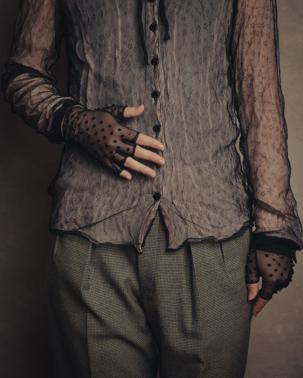 -SPECIAL- “CHANEL” 2014-2019 Sheer lace bow blouse