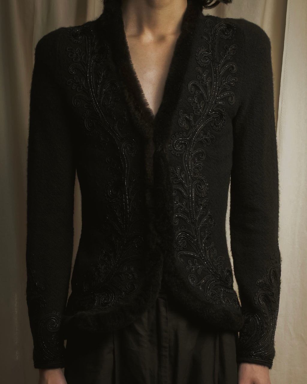 Chaqueta de piel con bordado de cuentas de los años 00 de Ralph Lauren