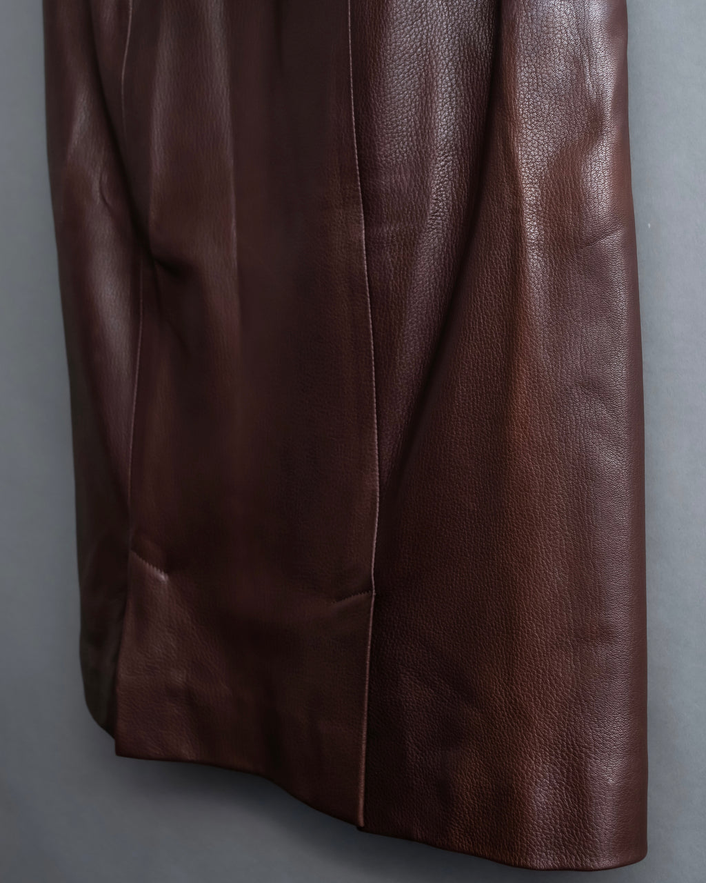 "Hermes by Gaultier" Round Pocket Wine Red Leather Skirt