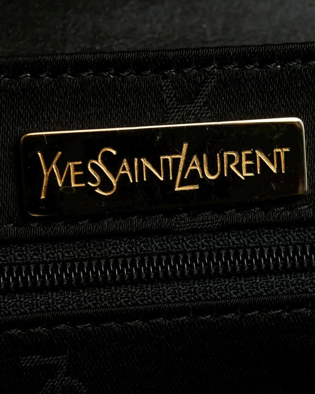"YVES SAINT LAURENT" Whip stitch design crocodile foil stamped leather hand bag