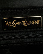 "YVES SAINT LAURENT" Whip stitch design crocodile foil stamped leather hand bag