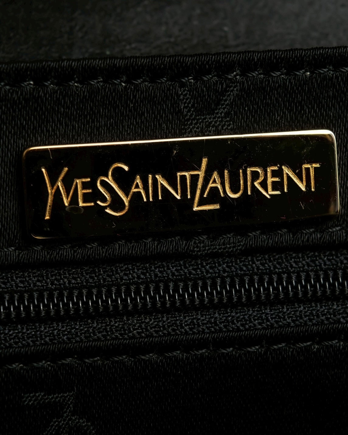 "YVES SAINT LAURENT" Whip stitch design crocodile foil stamped leather hand bag