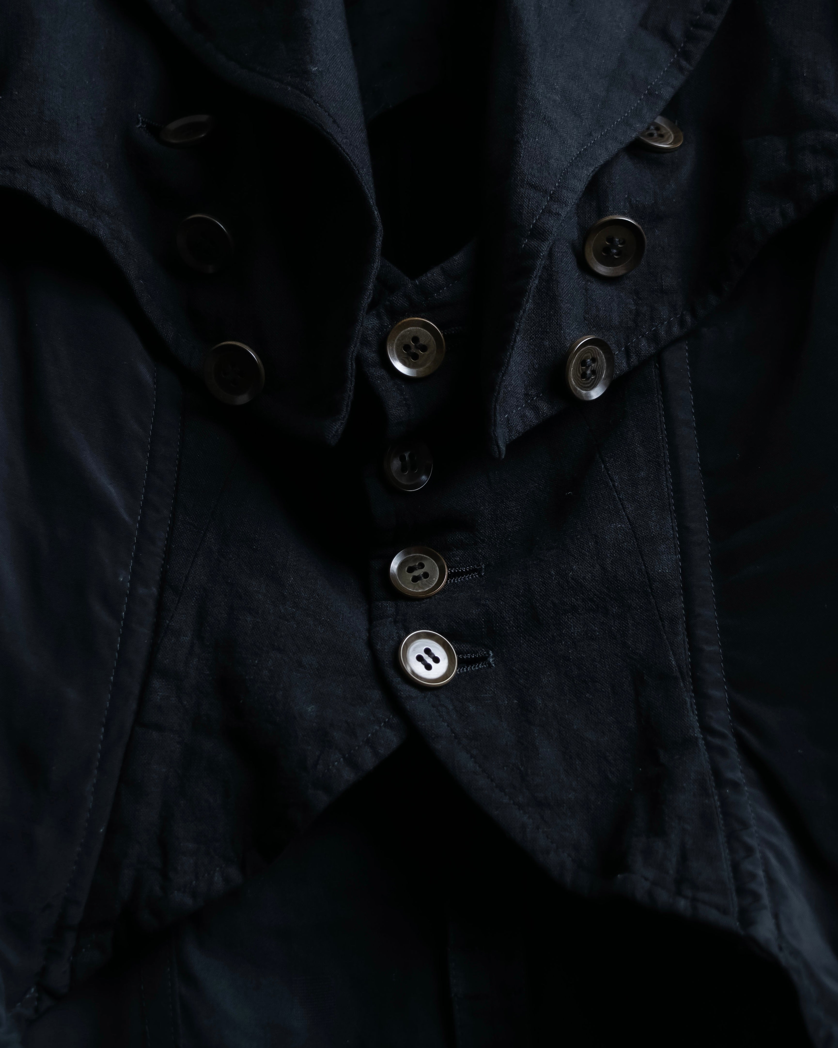 “Y’s COMPOSITION: SEE ATTACHED LABEL” Layered design multi buttons tail coat