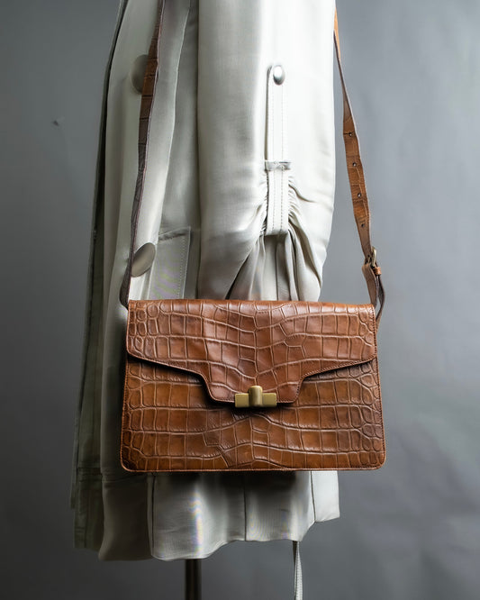 "GIORGIO ARMANI" crocodile leather box shoulder bag