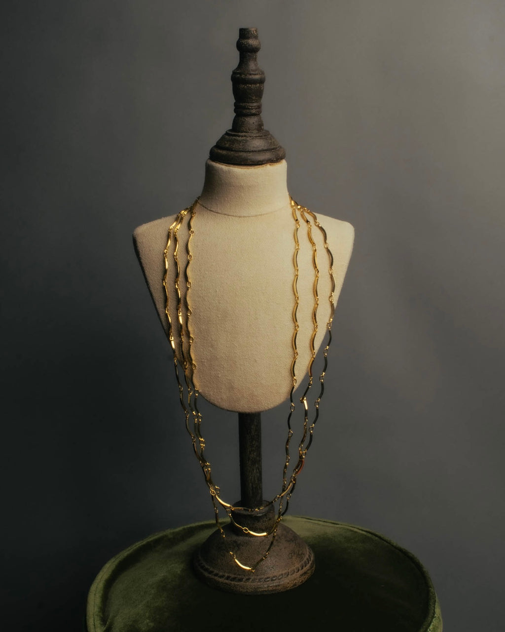 "Yves Saint Laurent" 80's-90's Gold tone multi chain necklace