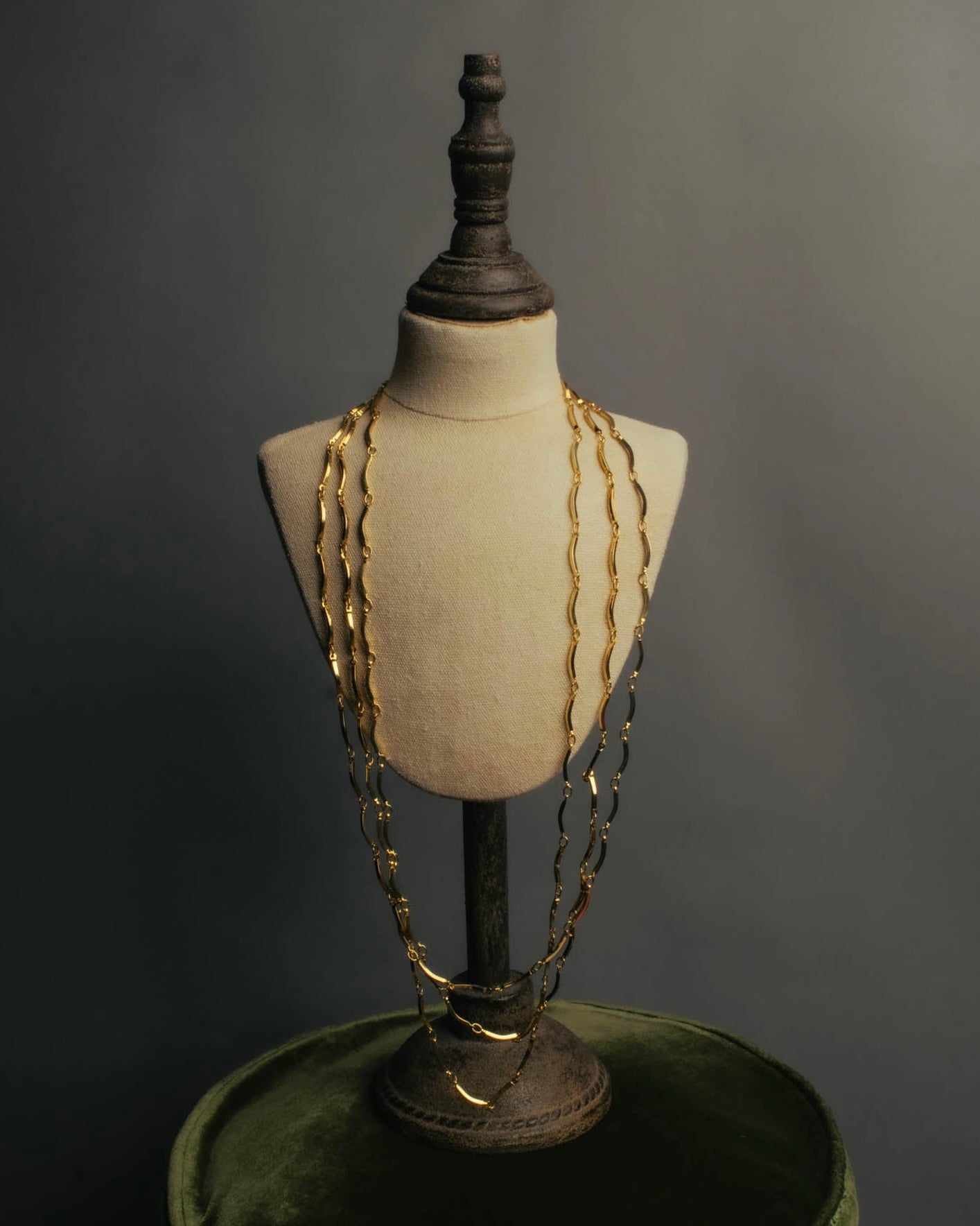 "Yves Saint Laurent" 80's-90's Gold tone multi chain necklace