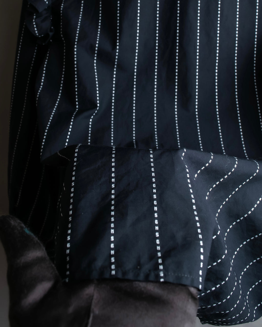 "MSGM" Frill design logo pinstripe pattern shirt