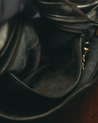 -SPECIAL- "Gucci" 80's Vintage tiger head leather draping shoulder bag with crest charm