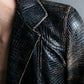 "CHANEL" Crocodile look synthetic leather jacket