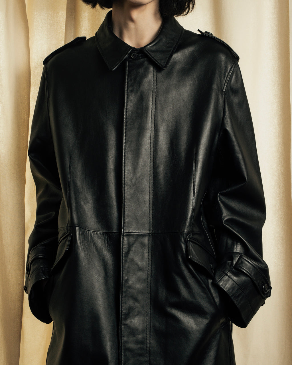 "DURBAN" Double zipper sheepskin leather coat
