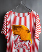 "Christian Dior" Stripe pattern front print tunic