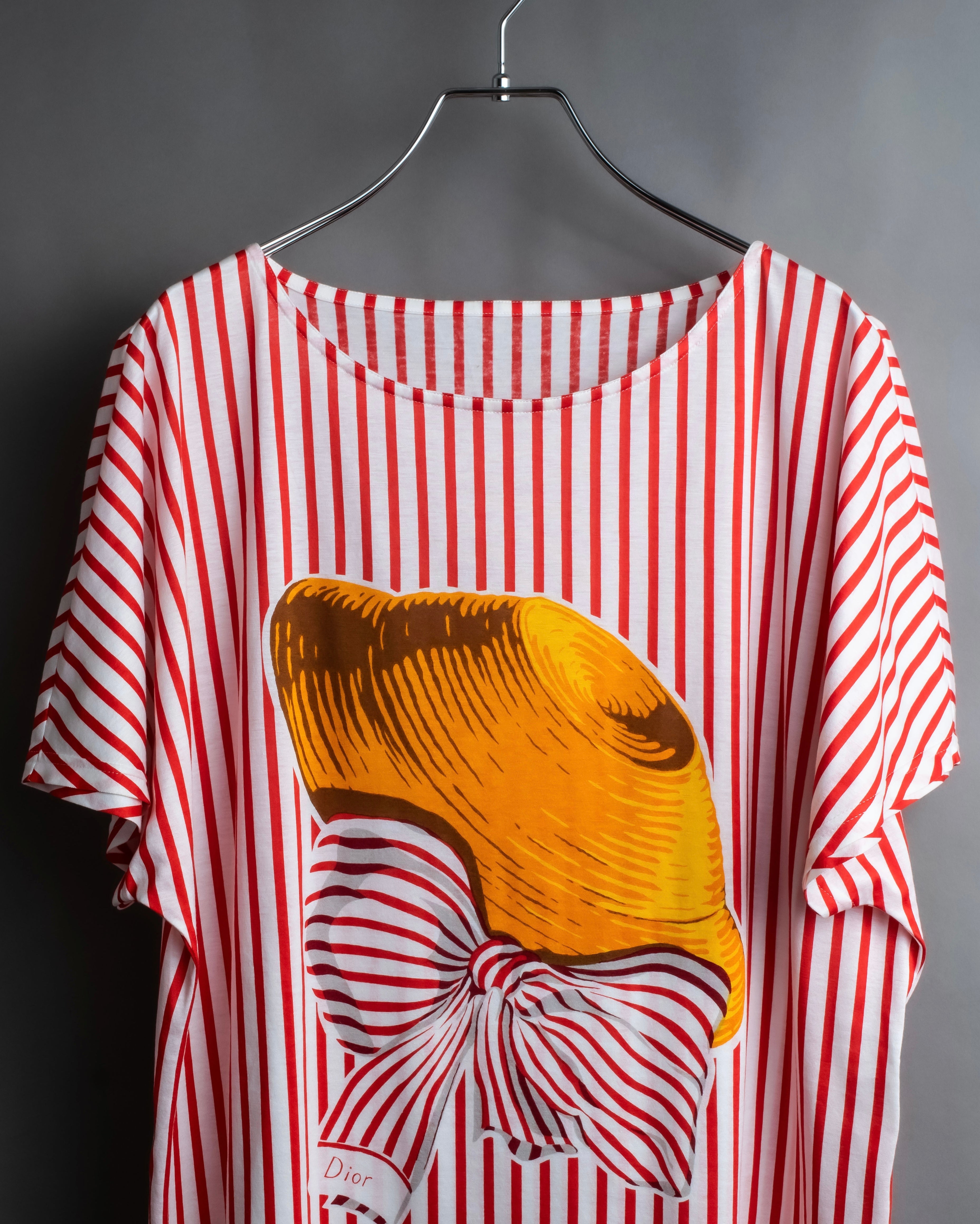 "Christian Dior" Stripe pattern front print tunic