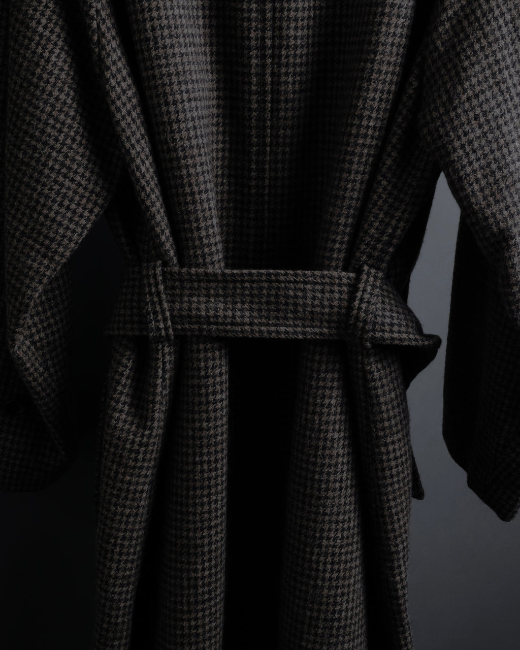 "tricot COMME des GARCONS" Leather collar design houndstooth pattern oversized long coat