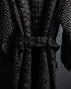 "tricot COMME des GARCONS" Leather collar design houndstooth pattern oversized long coat